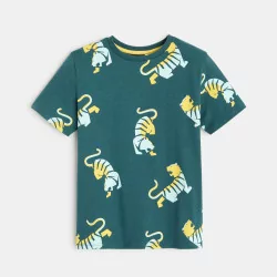 T-shirt imprimé motif tigre vert garçon