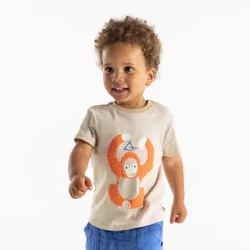 T-shirt rayé singe en relief blanc bébé garçon