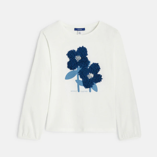 T-shirt à motif fleuri bleu fille