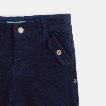 Pantalon velours fantaisie à revers bleu bébé garçon