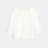 T-shirt col volanté maille fantaisie beige bébé fille
