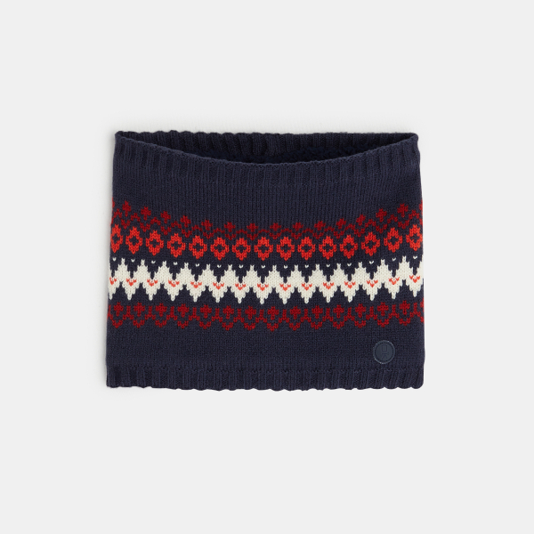 Snood en jacquard scandinave bleu garçon