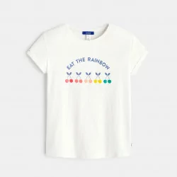T-shirt à message motif cerise blanc fille
