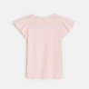 T-shirt à manches courtes volantées rose fille