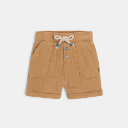 Short coton léger gaufré marron bébé garçon