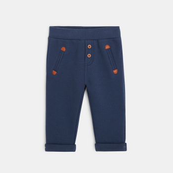 Jogpant molleton coton bio couleur bleu bébé garçon