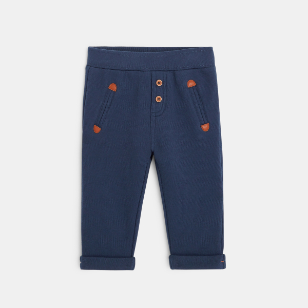 Jogpant molleton coton bio couleur bleu bébé garçon