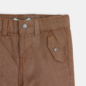 Pantalon coton fantaisie à bretelles marron bébé garçon