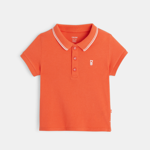 Polo maille piquée uni orange bébé garçon
