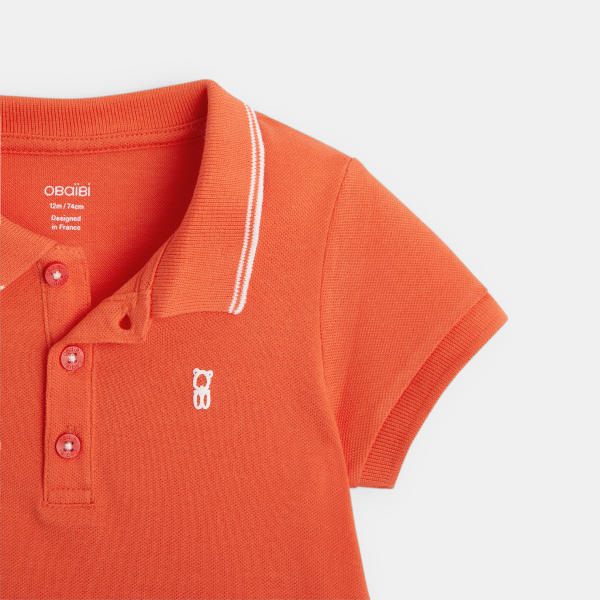 Polo maille piquée uni orange bébé garçon