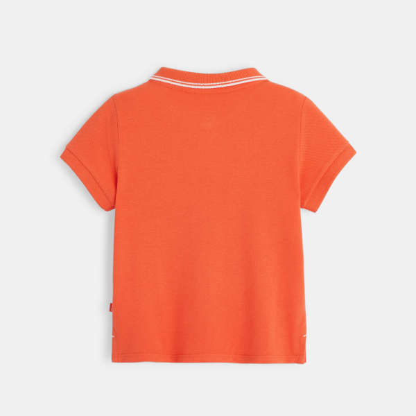 Polo maille piquée uni orange bébé garçon