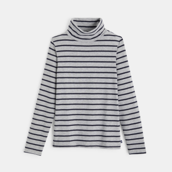 T-shirt col roulé rayé gris garçon