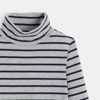 T-shirt col roulé rayé gris...