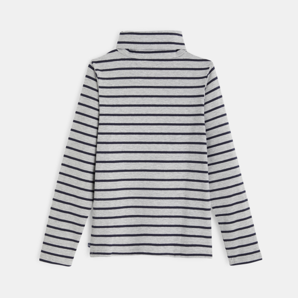 T-shirt col roulé rayé gris garçon