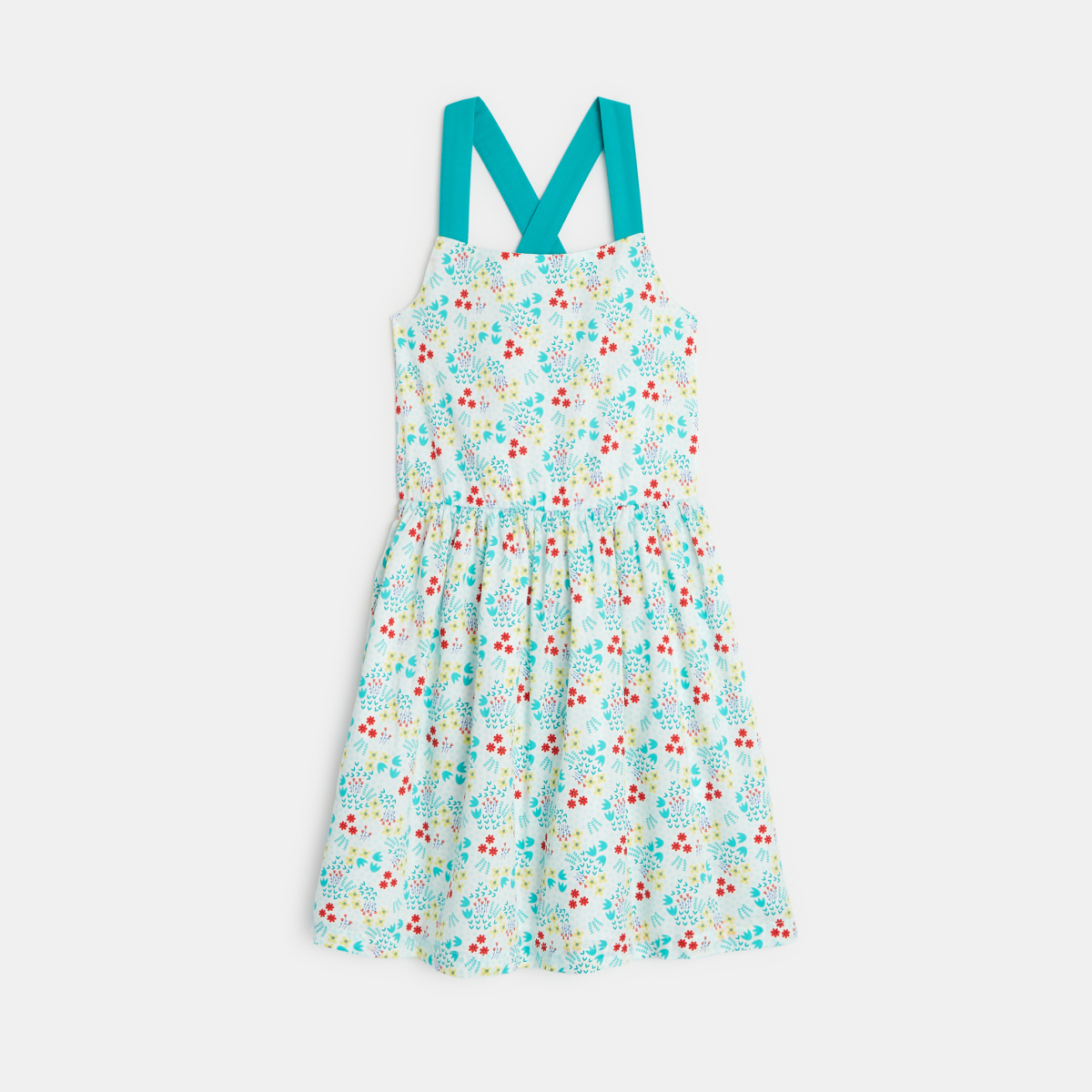 فستان مع حمّالات مزين بالأزهار