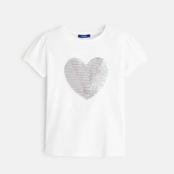 T-shirt à sequins magiques motif cœur