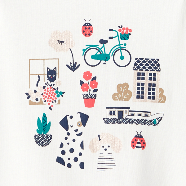 T-shirt impression chiens rose bébé fille