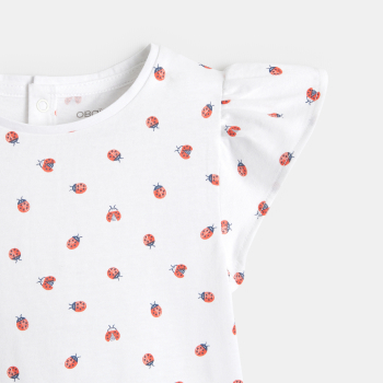 T-shirt impression coccinelles orange bébé fille