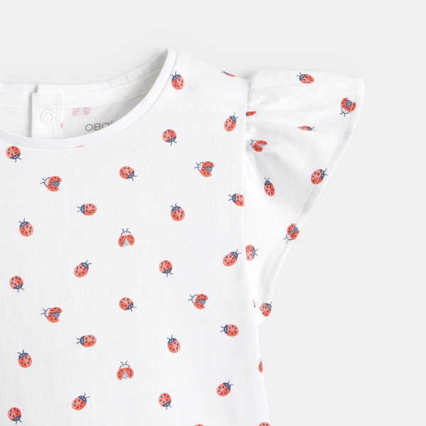 T-shirt impression coccinelles orange bébé fille