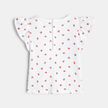 T-shirt impression coccinelles orange bébé fille