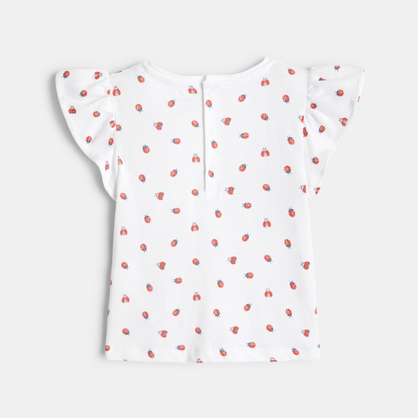 T-shirt impression coccinelles orange bébé fille