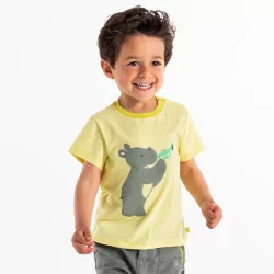T-shirt rayé hippopotame en relief jaune bébé garçon