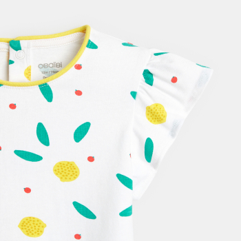 T-shirt manches volantées fruits jaune bébé fille