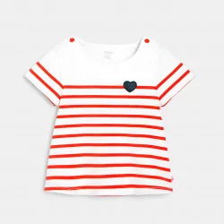 T-shirt marinière rayé rouge bébé fille