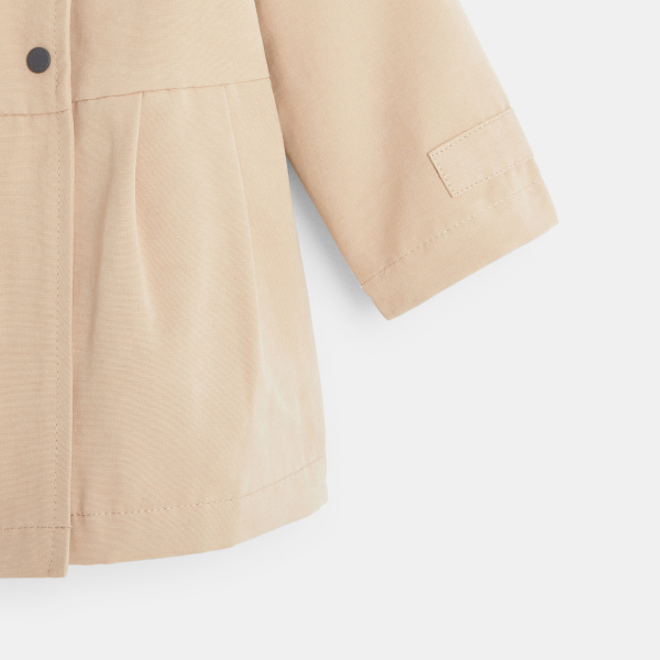 Manteau toile déperlante à capuche beige bébé fille