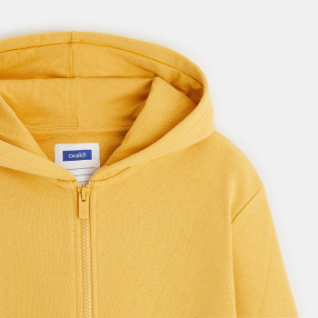 سويت شيرت بسحاب مع غطاء رأس باللون الأصفر للأولاد.