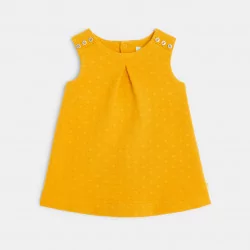 فستان بينافور بتأثير منقط أصفر للفتيات الصغيرات