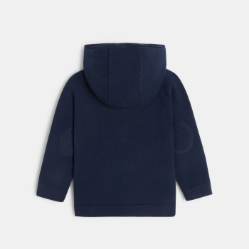 Gilet zippé maille à capuche bleu bébé garçon