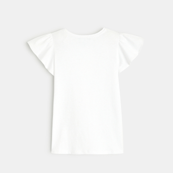T-shirt à manches courtes volantées blanc fille
