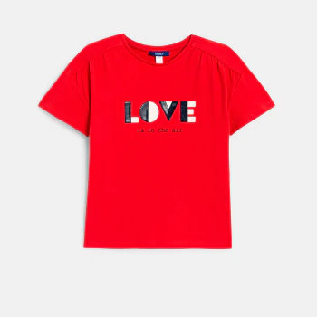 T-shirt message love rouge fille