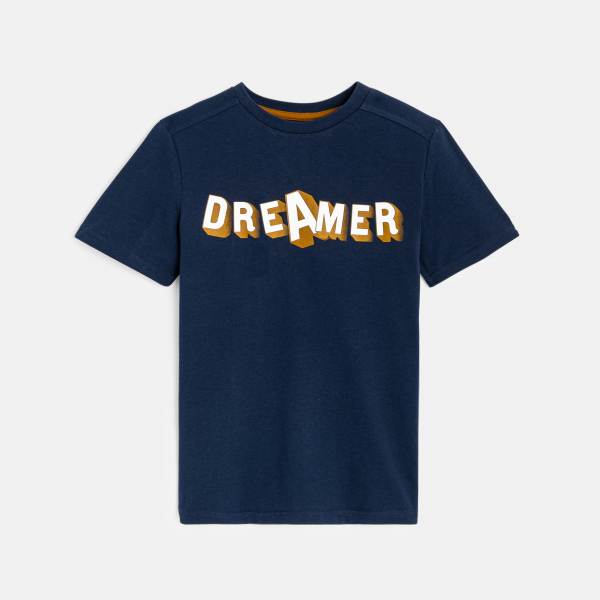 T-shirt à message bleu garçon