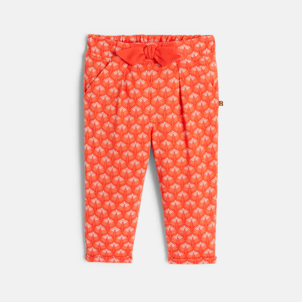 Pantalon imprimé graphique taille élastique orange bébé fille