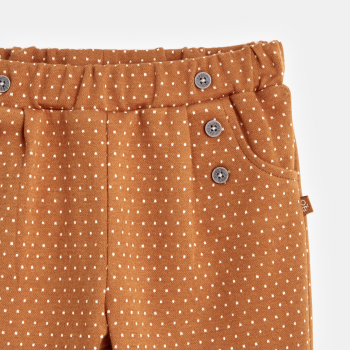 Pantalon à pois fantaisie marron bébé fille