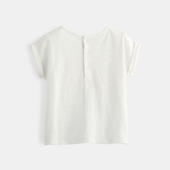 T-shirt bimatière broderie anglaise blanc bébé fille