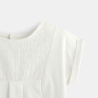 T-shirt bimatière broderie anglaise blanc bébé fille