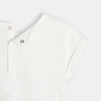 T-shirt bimatière broderie anglaise blanc bébé fille