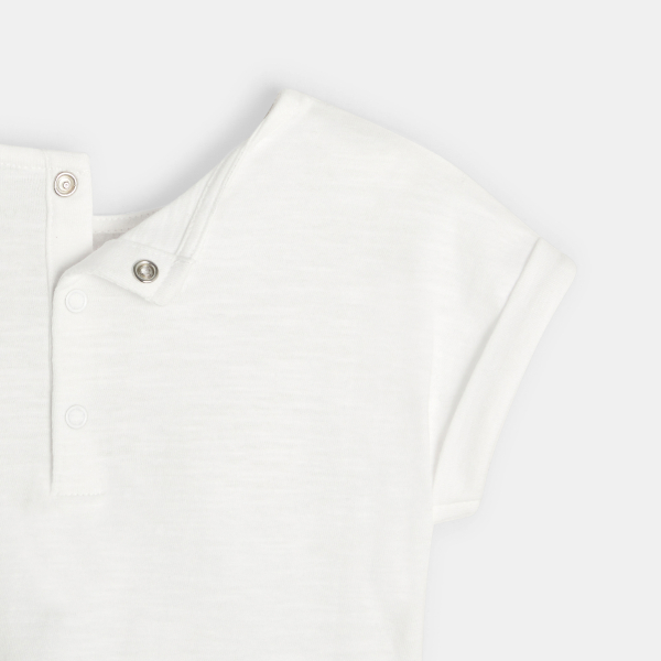 T-shirt bimatière broderie anglaise blanc bébé fille