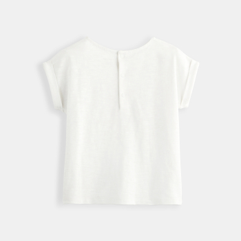 T-shirt bimatière broderie anglaise blanc bébé fille