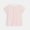 T-shirt bimatière broderie anglaise rose bébé fille