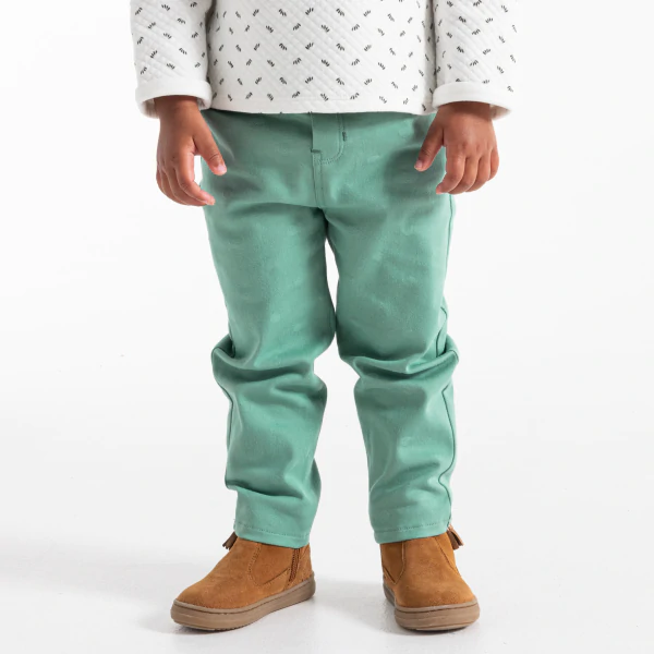 Pantalon stretch à pois vert bébé fille