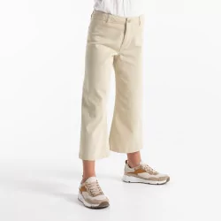 Pantalon large toile stretch blanc