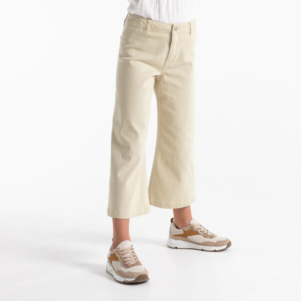 Pantalon large toile stretch blanc