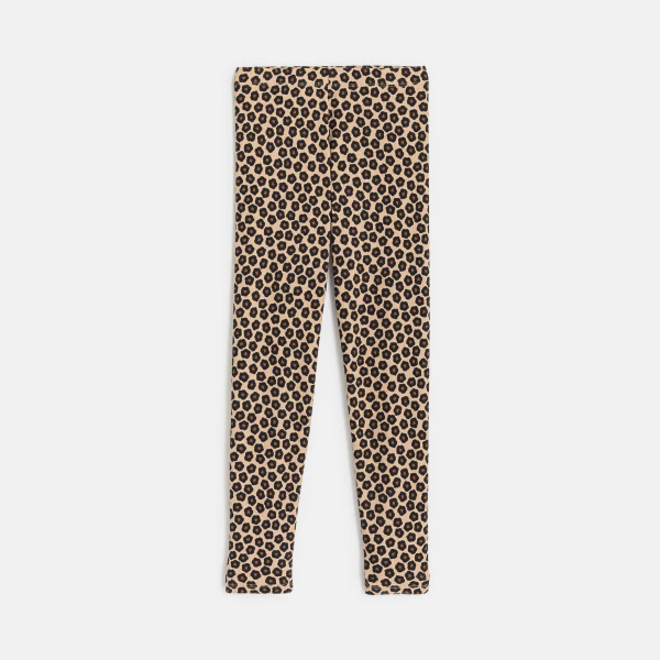 Legging côtelé imprimé léopard marron Fille
