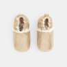 Chaussons cuir souple moumoute jaunes naissance