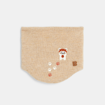 Snood tricot doublé soft boa animal marron bébé garçon