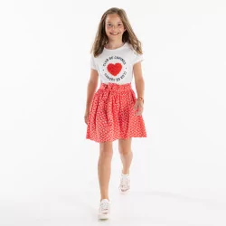 تنورة قصيرة مطبوعة باللون الأحمر للفتيات